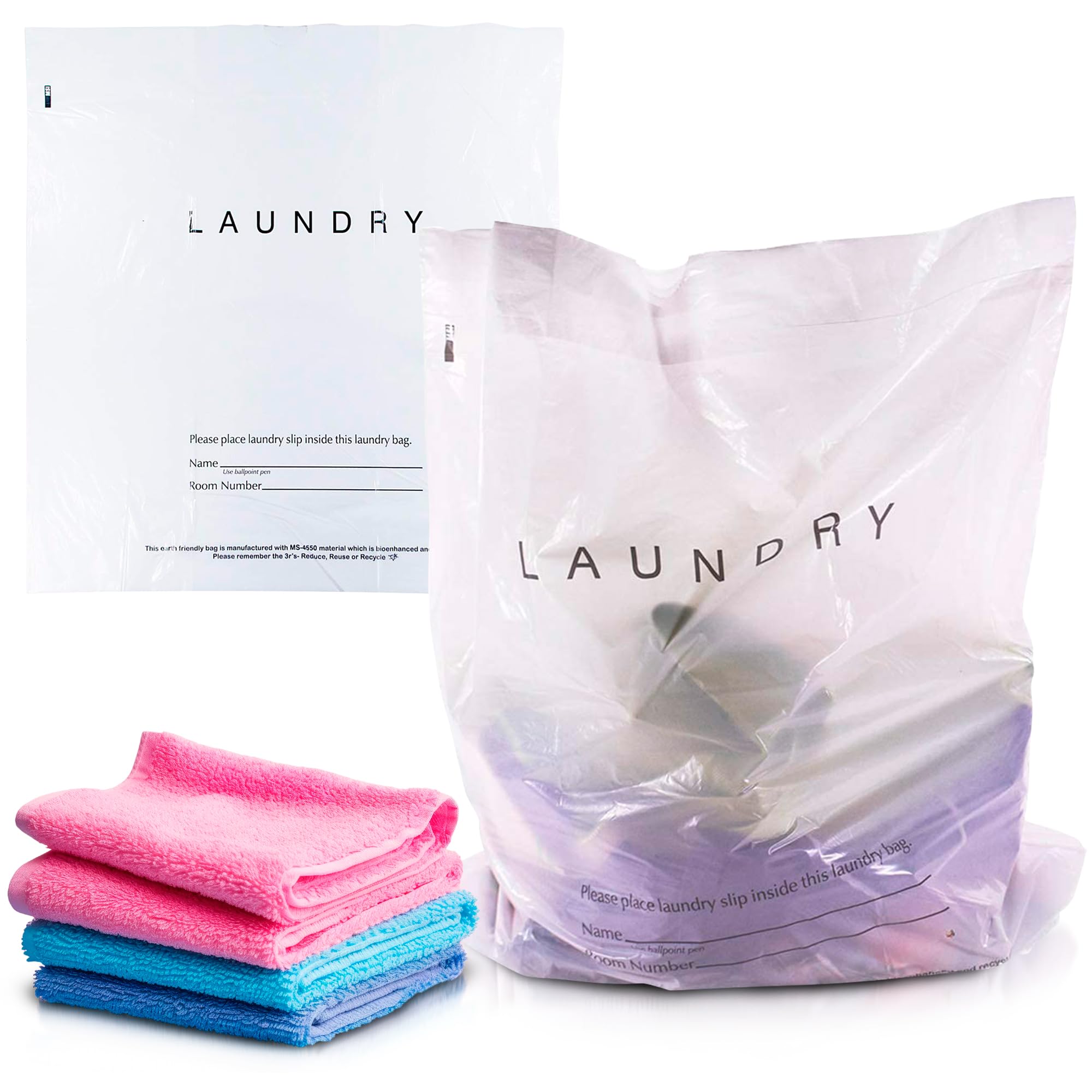 1000 Pack Disposable Travel Laundry Bags - 18x19x4 Inch White Hotel Plastic Bags for Dirty Clothes, 0.9 Mil Semi-Translucent Drawstring Bags with Write-On Block - Perfect for Hotels, Hospitals, Gyms & Travel Organization