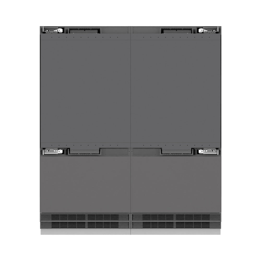 ZLINE Autograph Edition 72-Inch Built-In French Door Refrigerator - 39.6 cu.ft Capacity, Panel Ready, Bottom Freezer, Water & Ice Dispenser, Graphite Gray Interior with Polished Gold Accents (GRBITZ 72 G) - Perfect for Luxury Kitchens and Modern Home Design