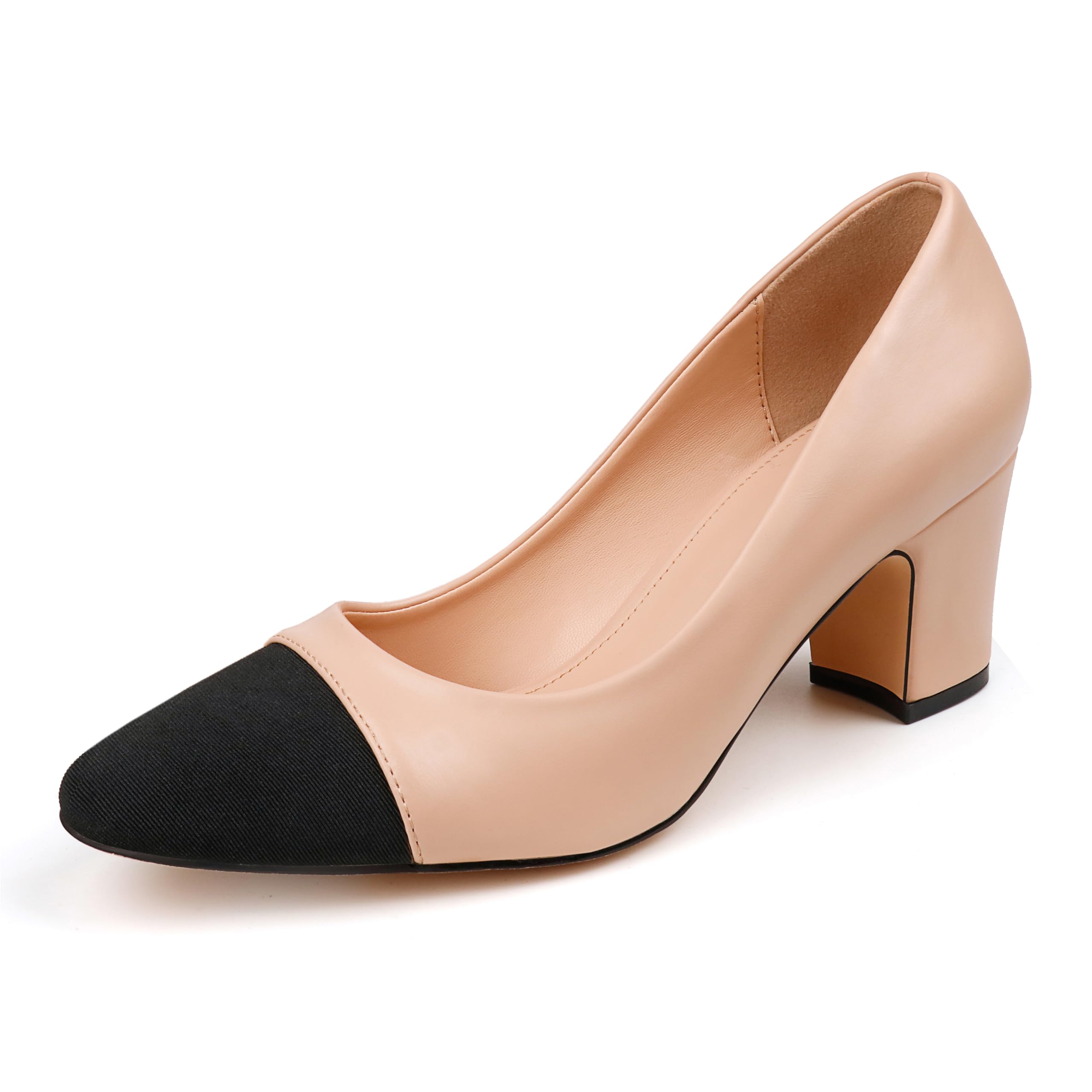 Women's Two-Tone Slingback Block Heels - Comfortable Casual & Wedding Dress Shoes for Bridal Parties, Office Wear & Special Occasions