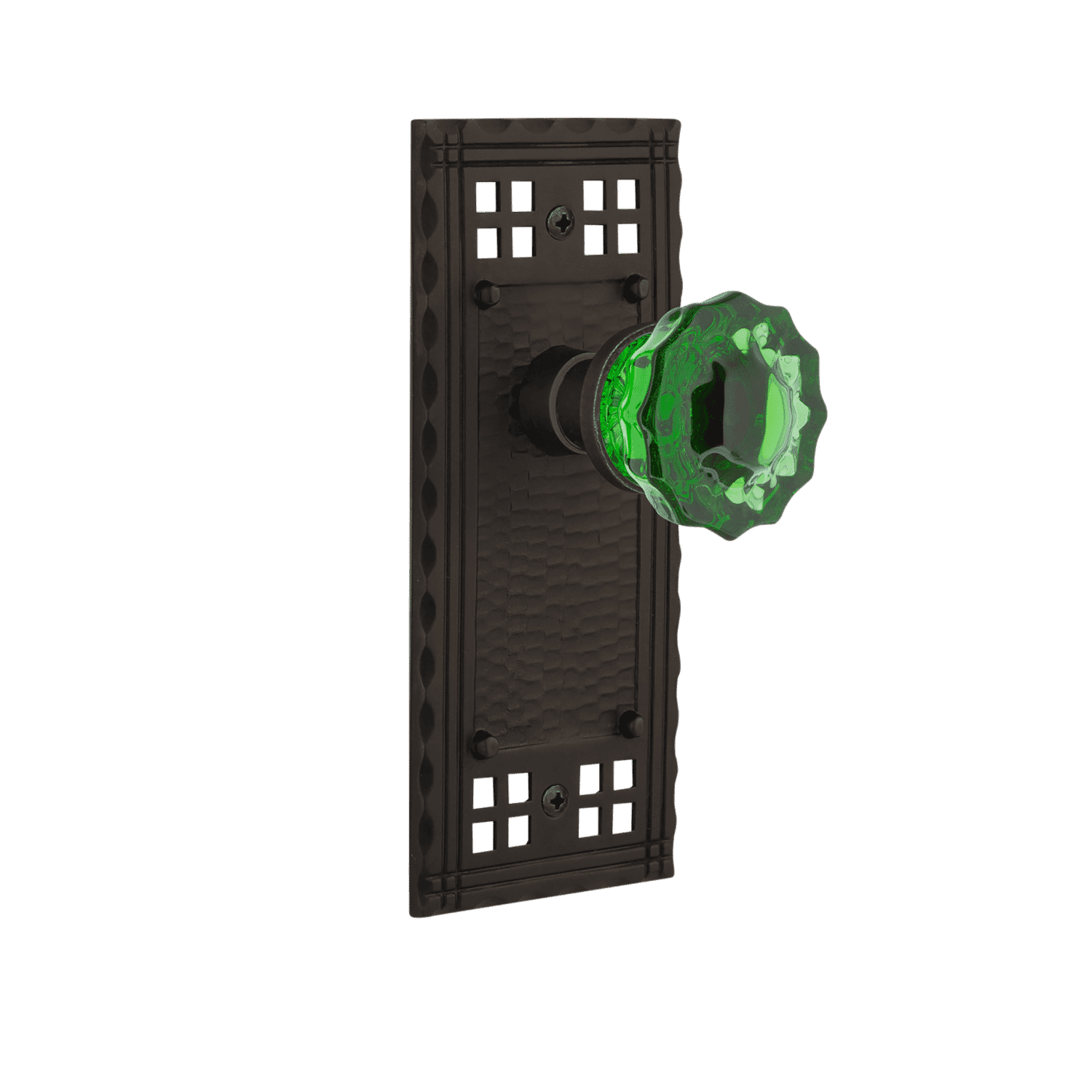 Craftsman Oil Rubbed Bronze Long Plate with Emerald Crystal Knob - Elegant Cabinet Hardware for Kitchen, Bathroom & Furniture Upgrade