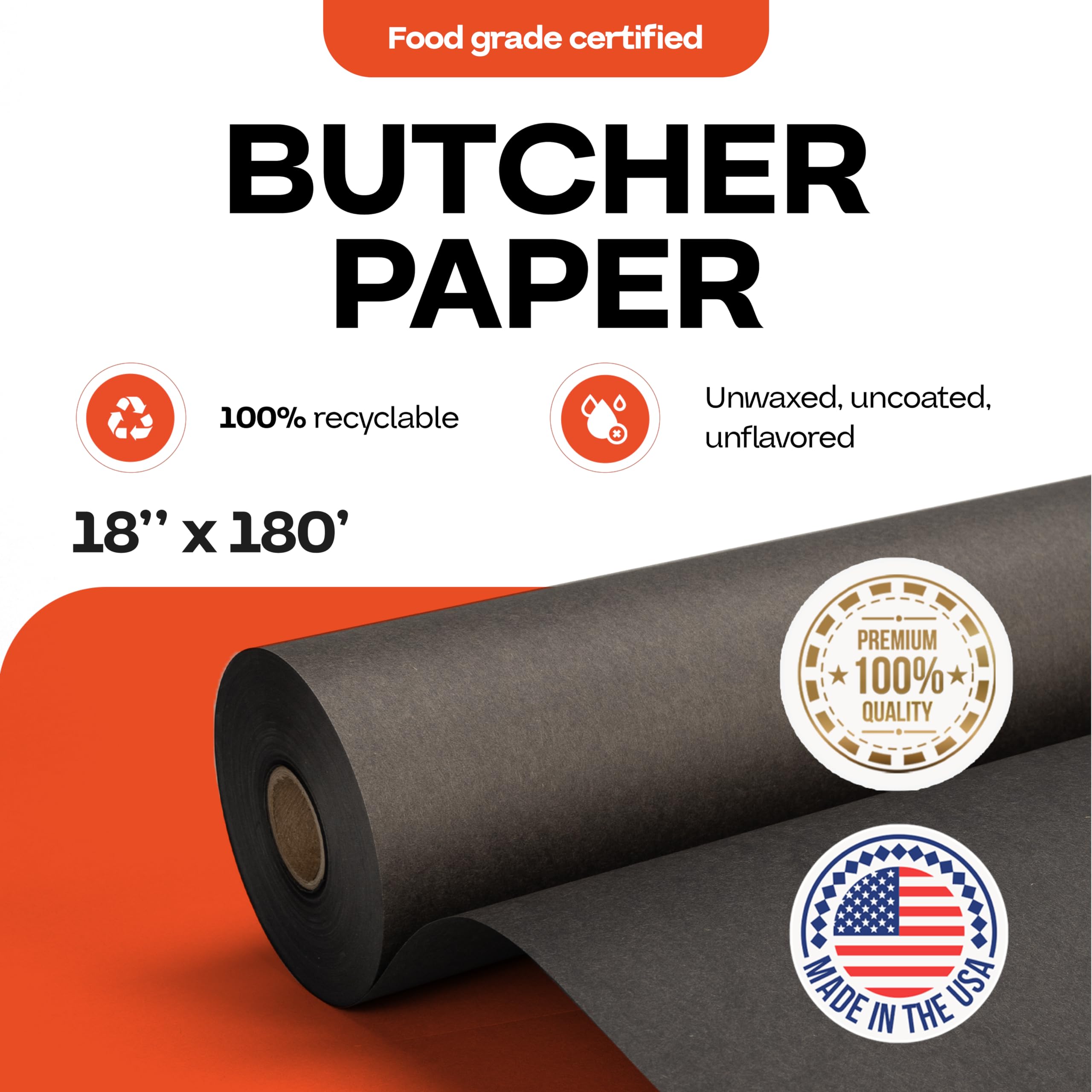 Premium Black Butcher Paper Roll 18