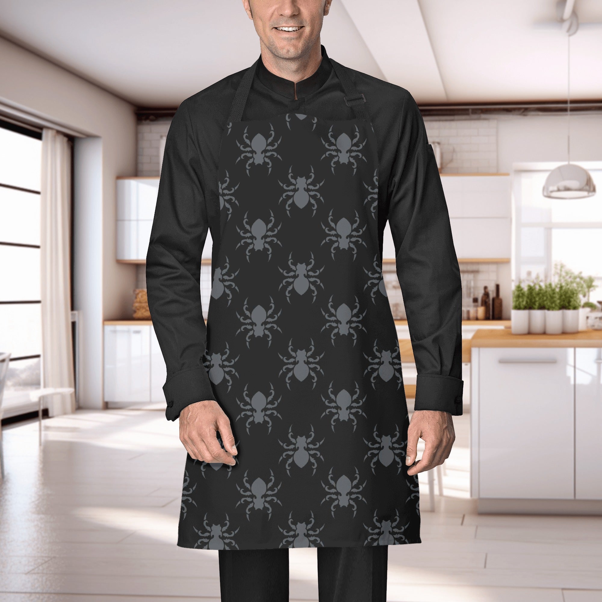 Gothic Spider Print Apron - Stylish & Unique Kitchen Apron for Cooking, Baking & Halloween Costume