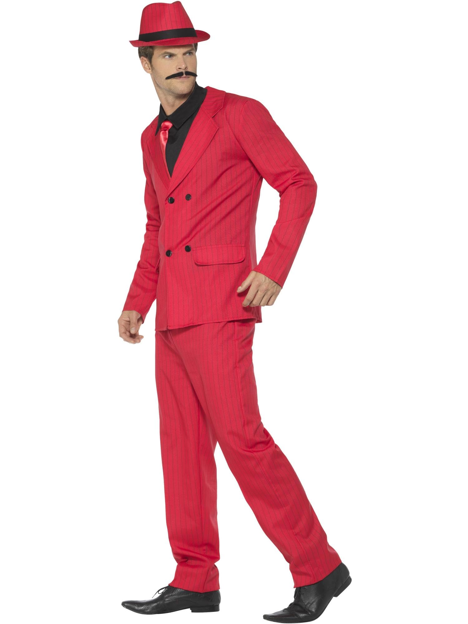 Smiffys Men's Classic Red Zoot Suit - Large Size | 1940s Retro Gangster Costume for Halloween, Themed Parties & Swing Dance Events
