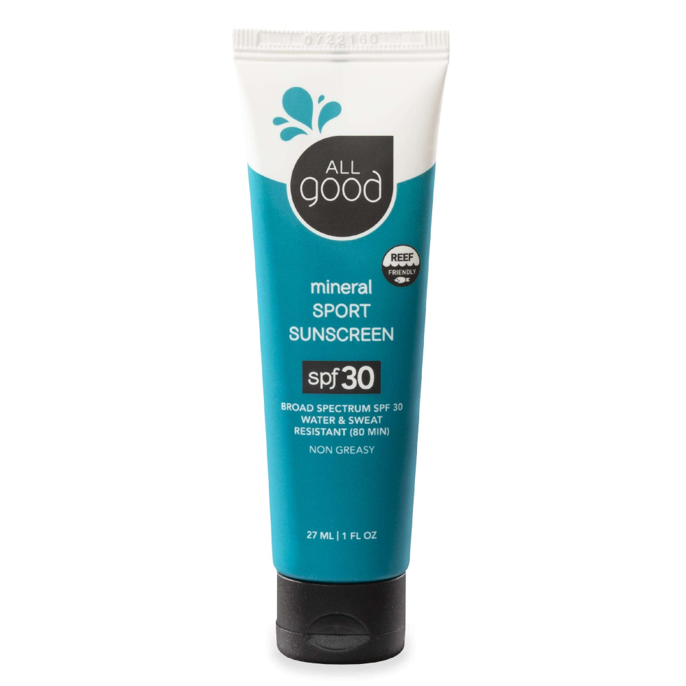 All Good Mineral Sport Sunscreen SPF 30, 27ml - Natural Zinc Oxide Sunblock for Active Outdoor Activities, Water-Resistant & Reef-Safe for Swimming, Hiking & Beach Days