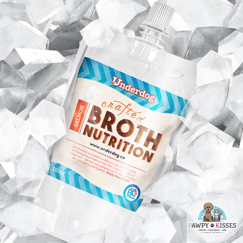 Premium Underdog Frozen Salmon Bone Broth for Dogs - 350ml | High-Protein Dog Food Topper & Digestive Aid | Perfect for Senior Dogs & Post-Surgery Recovery