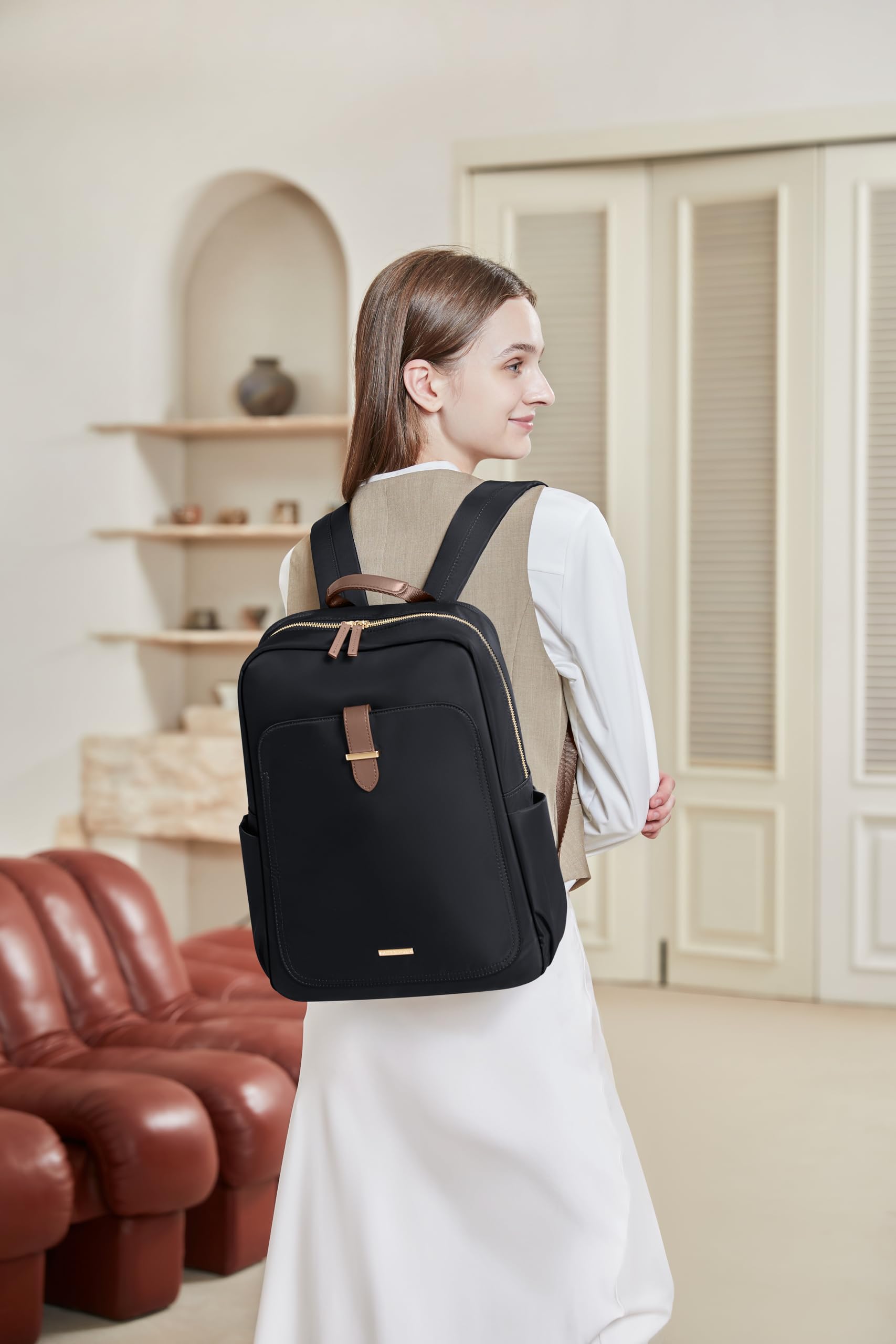 Stylish Women's Laptop Backpack for Golf & Travel - Fits 14 Inch Notebook, Perfect for Work, College & Casual Use - Durable Computer Bag with Fashionable Design (Black, 14 Inch) - Ideal for Business Trips, Campus Life & Daily Commute