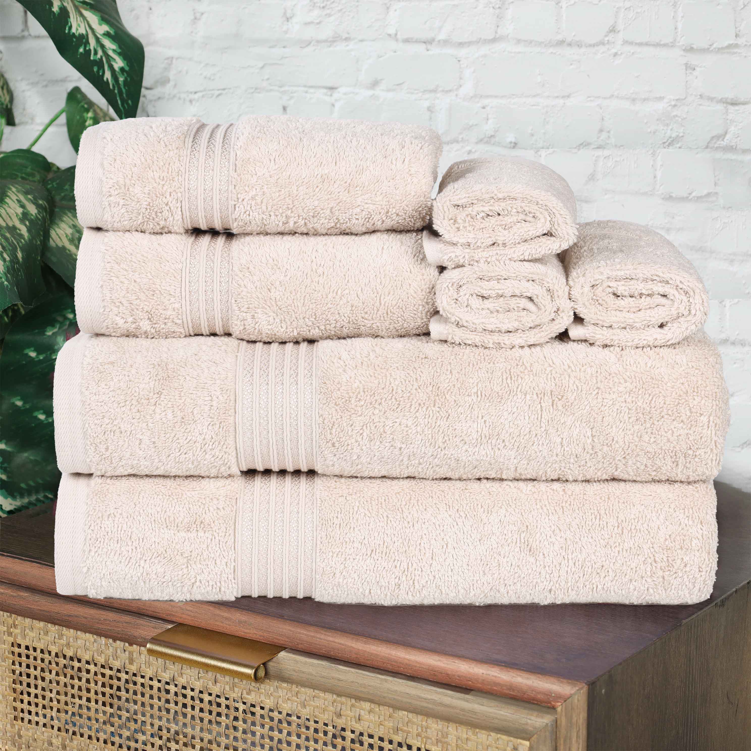 Premium Egyptian Cotton 8-Piece Bath Towel Set - Ultra Soft, Highly Absorbent & Quick-Drying - Perfect for Spa, Bathroom & Beach Use