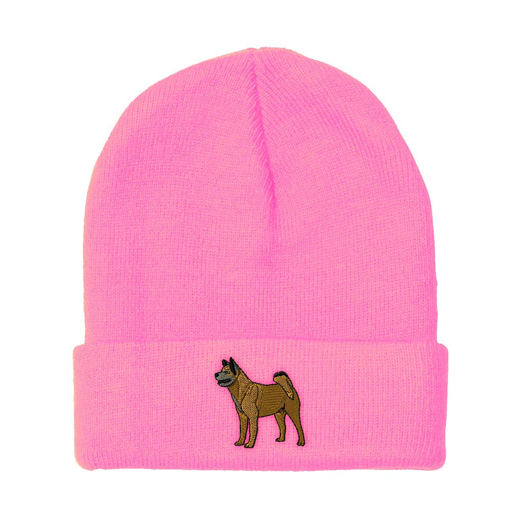 Men's & Women's Akita Dog Embroidered Winter Beanie - Soft Acrylic Skull Cap in Pink - One Size Fits All | Cozy Hat for Cold Weather, Outdoor Activities & Dog Lovers