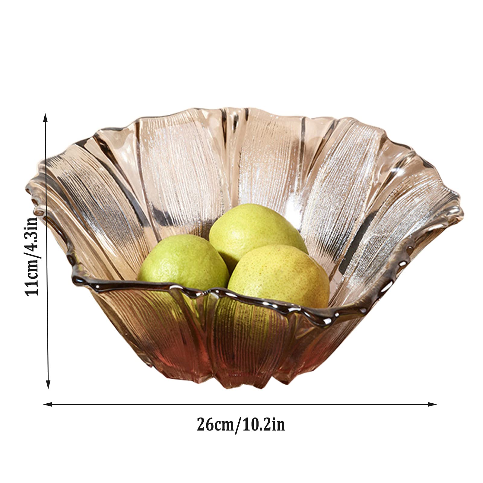 Modern Translucent Amber Glass Fruit Bowl - Creative Decorative Stand for Fruits, Vegetables & Snacks - Elegant Home Kitchen Decor for Dining Table & Countertop Display