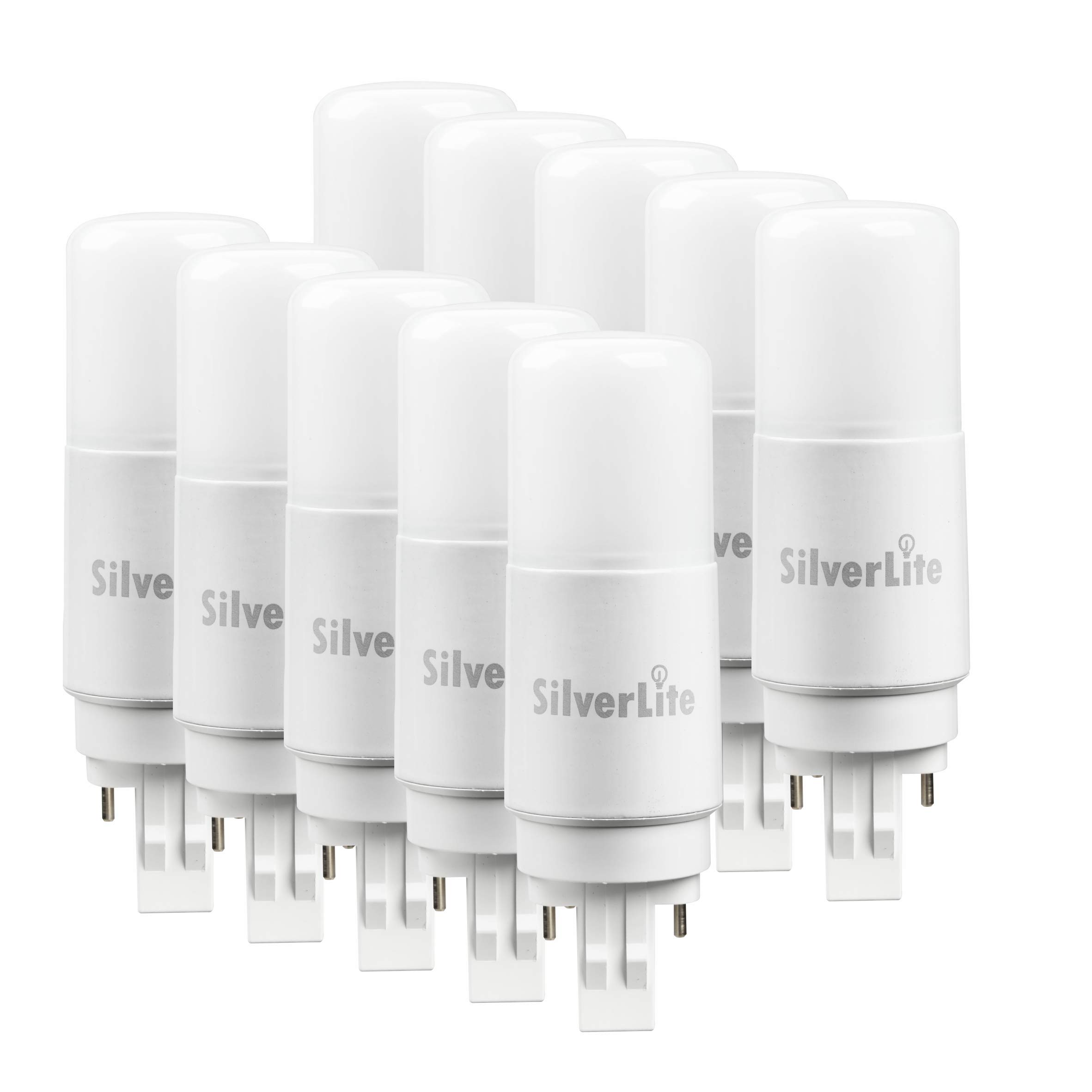 Silverlite Plug & Play 7W LED Stick PL Bulb (18W CFL Equivalent) - GX23-2 Pin Base, 750LM Daylight (4000K), 120-277V with CFL Ballast - UL Classified (10 Pack) - Perfect for Office Lighting, Retail Stores & Energy-Efficient Home Use