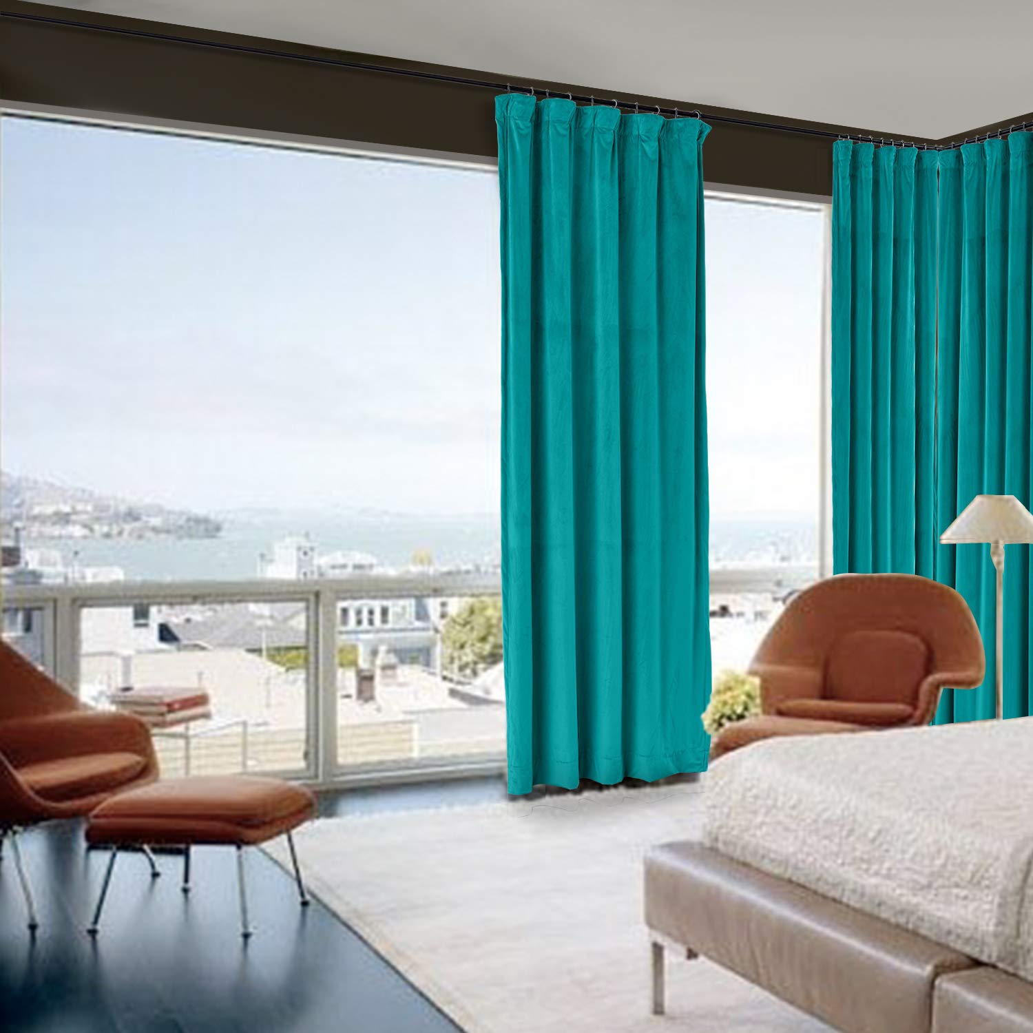 Thermal Insulated Blackout Curtains - Solid Velvet Extra Wide Window Drapes for Room Darkening, 100x96 Inches (1 Panel) - Perfect for Bedrooms, Home Theaters & Light Control