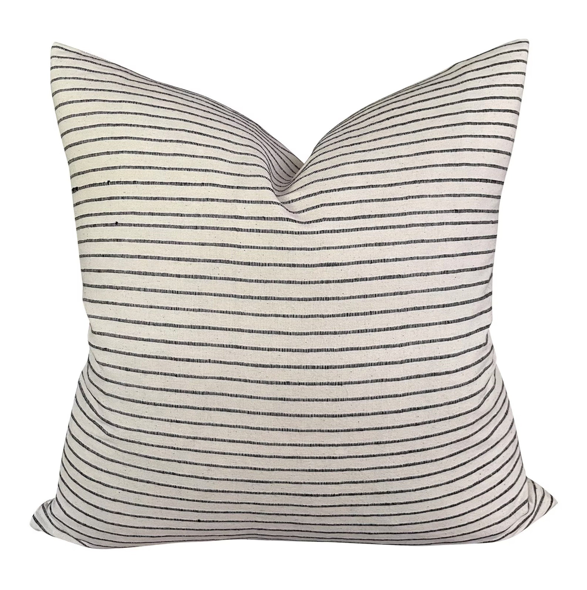 READY TO SHIP Black Slub Stripe Pillow Cover - Decorative Cushion Case for Sofa, Bed & Home Decor