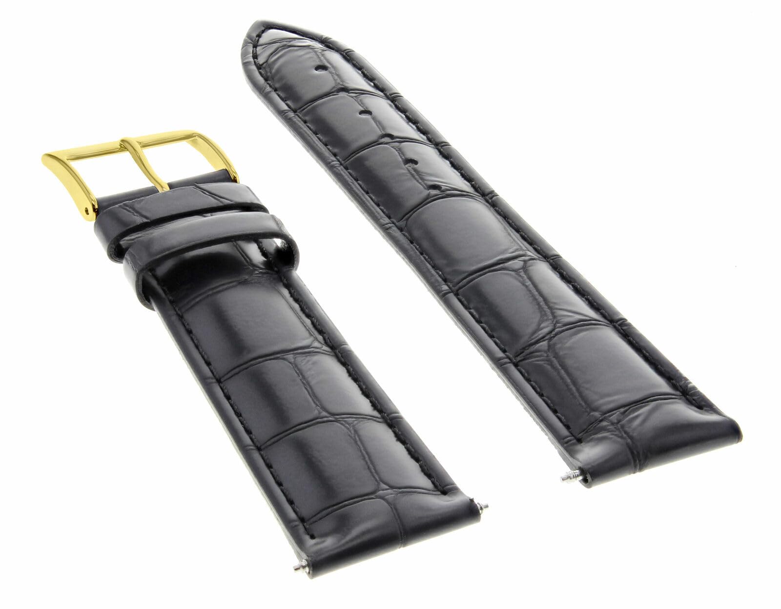 24mm Italian Leather Watch Band Strap for Panerai Marina Luminor GMT - Gold & Black Replacement Strap | Premium Genuine Leather Watch Accessory for Men's Luxury Watches | Perfect for Business, Casual & Formal Occasions