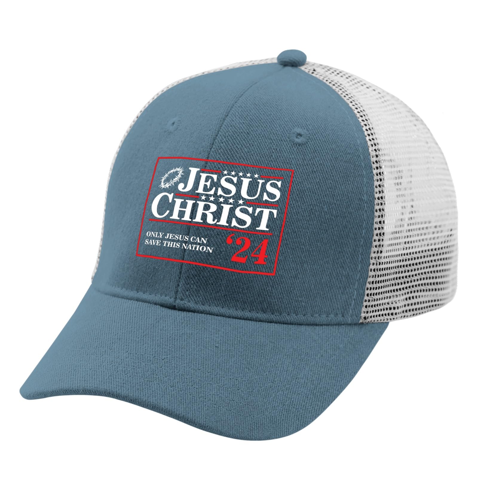 Jesus Christ 2024 Christian Hats - 'Only Jesus Can Save This Nation' Baseball Cap for Men & Women - All Black Fishing Hat for Church, Prayer, Evangelism & Outdoor Activities