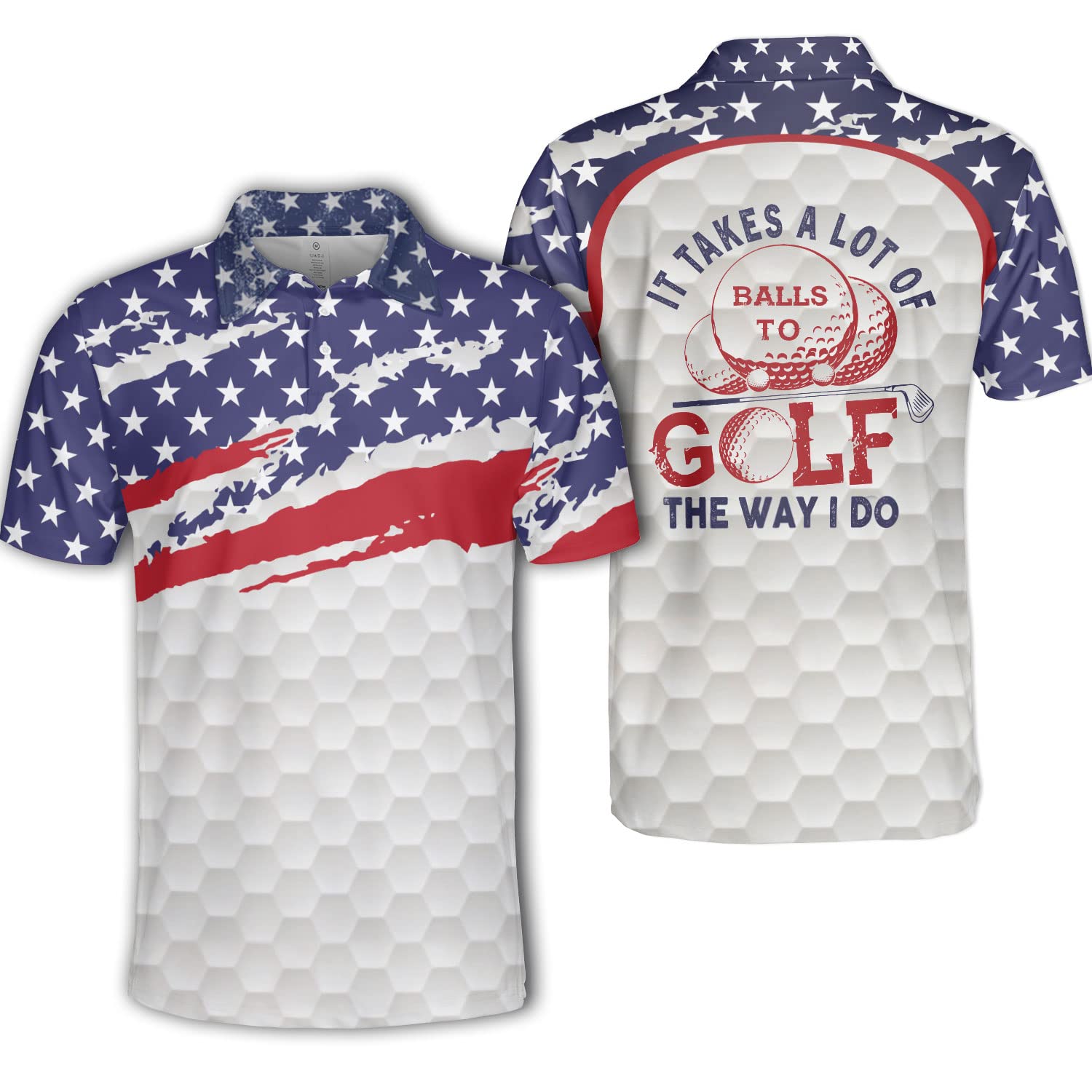 Pologap Men's American Flag Golf Polo Shirt - Patriotic Dry Fit Performance Polo for Golf & Casual Wear - USA Flag Design for Sports & Outdoor Activities