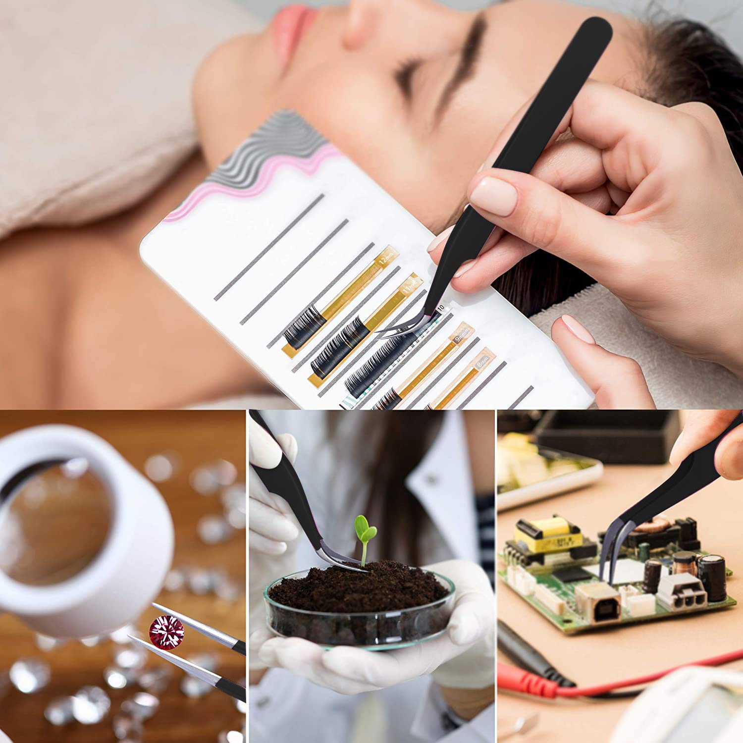 Professional Nail Art Tweezers Set - 2 Pcs Rhinestone & Foil Picker Tool for Nail Stickers, Decals, Eyelash Extensions | Perfect for DIY Manicures, Salon Use & Nail Decorations