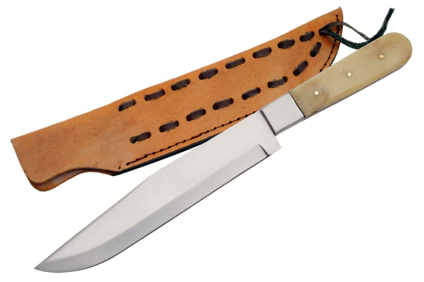 SZCO Supplies Santa Fe Hunter Knife - Premium Stainless Steel Hunting Knife with Leather Sheath - Perfect for Outdoor Camping, Hunting & Survival Gear