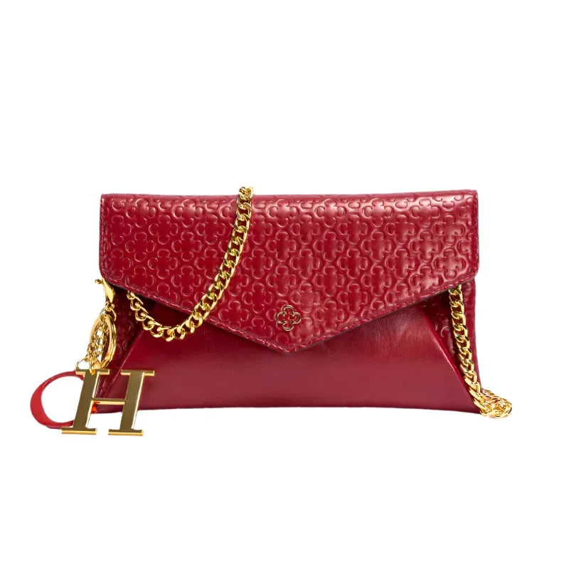 Stylish Women's Leather Envelope Clutch Bag - Elegant Crossbody Purse for Evening Parties, Weddings & Date Nights