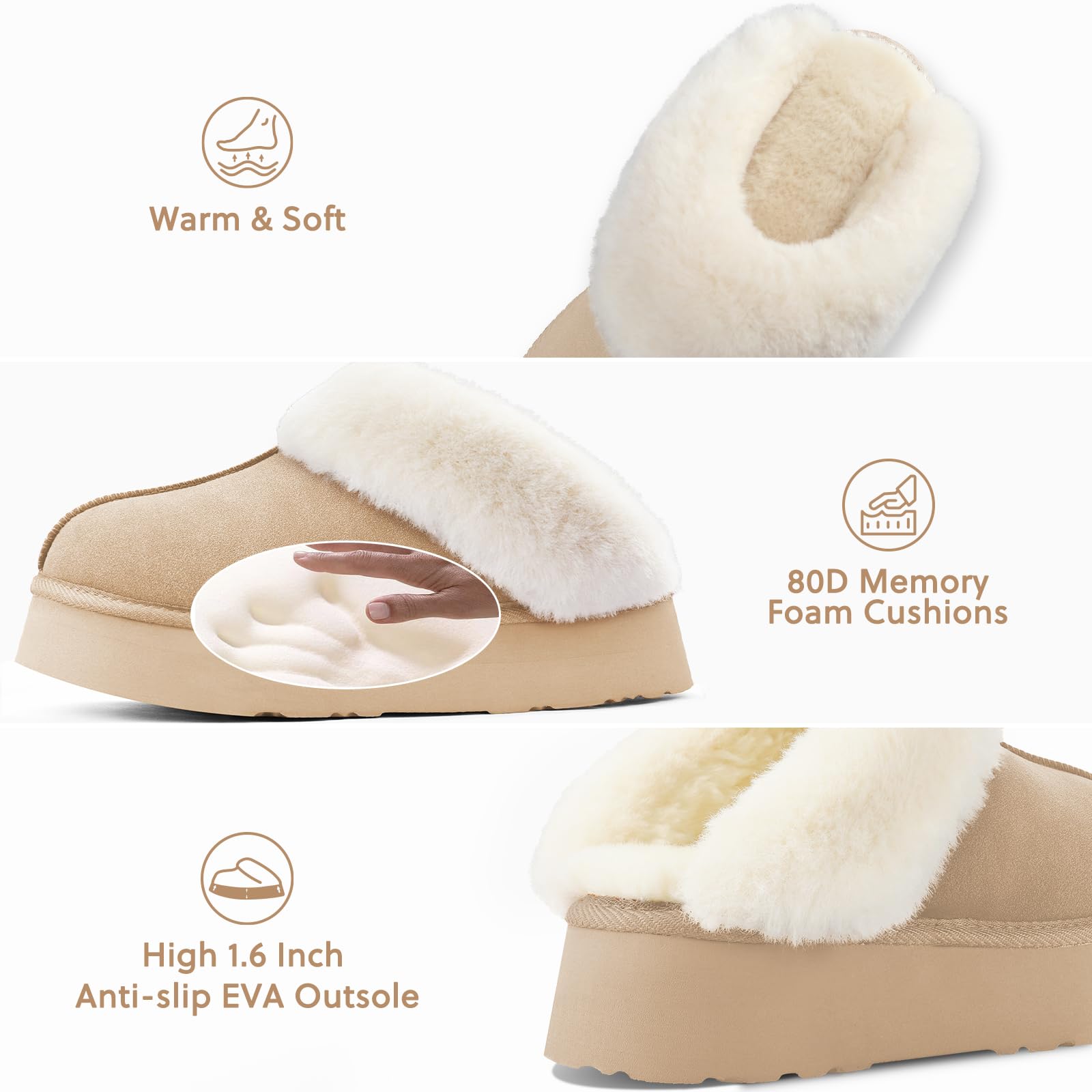 LazyStep Women's Moody Platform House Slippers - Soft Memory Foam Indoor Slides with Non-Slip Sole for Home, Spa, and Lounge Comfort