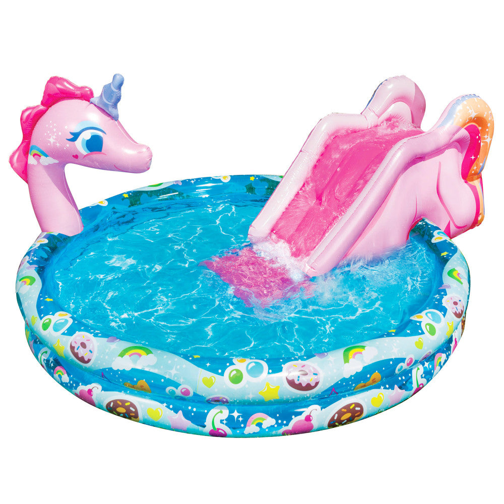 Banzai Spray 'N Splash Unicorn Inflatable Water Slide and Pool for Kids - Outdoor Summer Water Play, Backyard Party Fun, Birthday Gift Idea