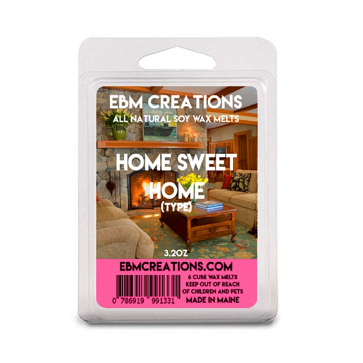 All Natural Soy Wax Melts - 6 Pack Clamshell 3.2oz, Home Sweet Home Scent | Aromatherapy for Relaxation & Stress Relief | Perfect for Home, Office & Spa Use
