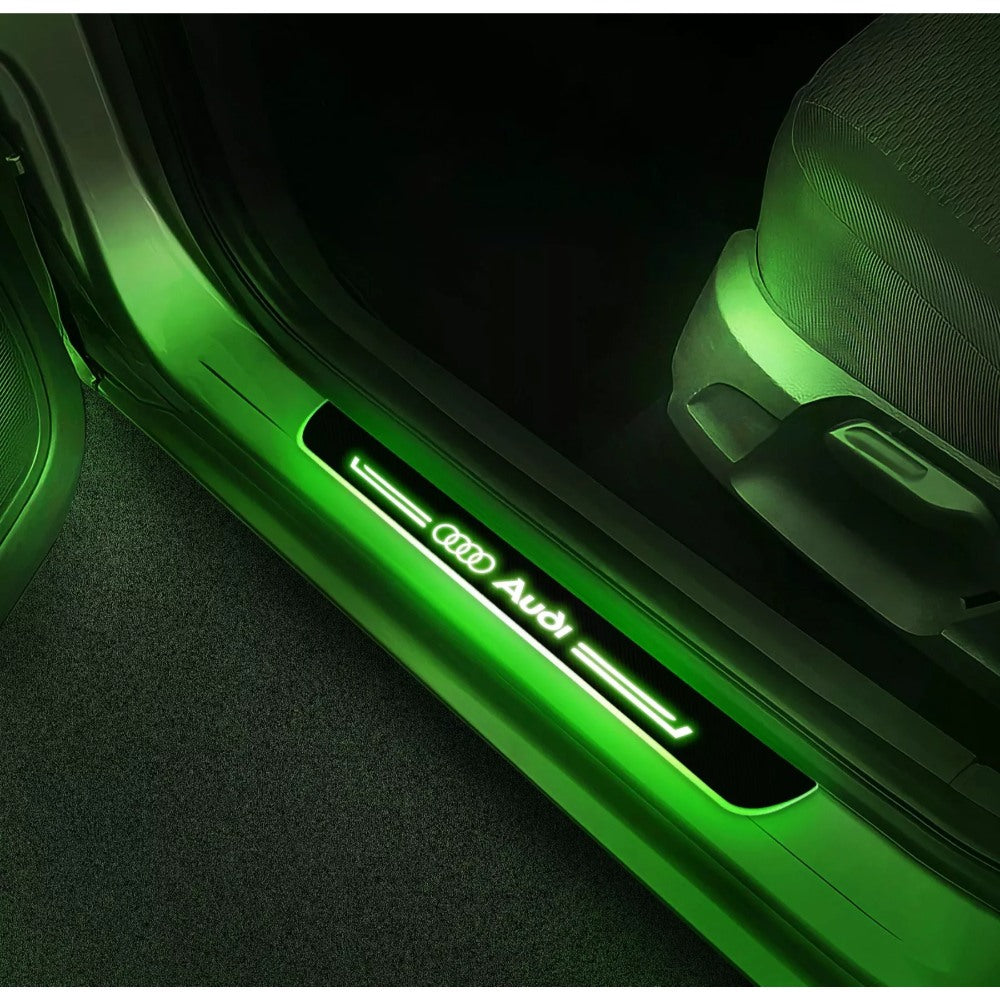 Premium LED Door Sill Protectors - Car Interior Lighting with Custom Logo - Waterproof & Durable for Cars, SUVs, Trucks - Enhance Vehicle Style & Safety at Night