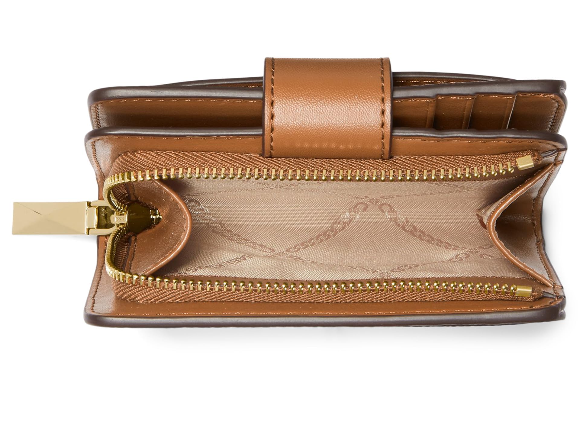 Michael Kors MK Charm Small Tab Compact Pocket Wallet for Women - Slim RFID Blocking Credit Card Holder with Zip Pocket - Perfect for Everyday Use, Travel & Gifting