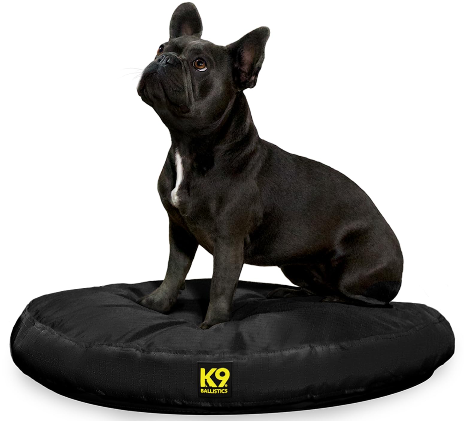 K9 Ballistics Chew Proof Round Dog Bed - Durable, Waterproof & Machine Washable Pet Pillow for Aggressive Chewers - Small Size in Obsidian Black - Perfect for Playful Dogs & Indoor/Outdoor Use