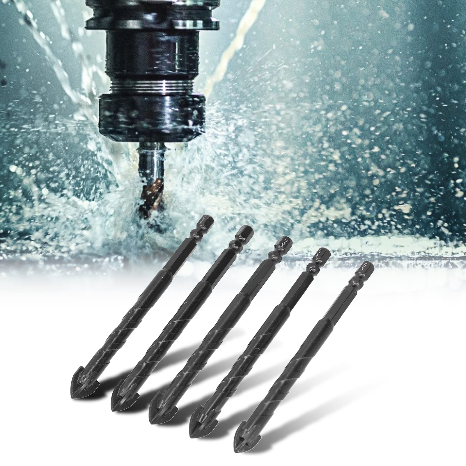 Glass Drill Bit Set - 12mm Diamond Coated Tile & Brick Drill Bits for Ceramic, Porcelain, and Masonry - Perfect for Bathroom Renovation, Kitchen Backsplash Installation, and DIY Home Improvement Projects