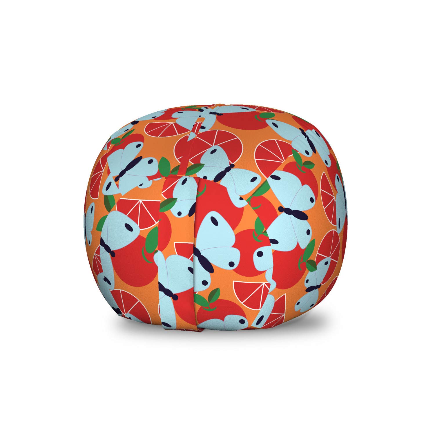 Ambesonne Orange Toy Storage Bag Chair - Abstract Citrus Fruit & Butterfly Pattern, Washable Stuffed Animal Organizer, Small Multicolor Kids' Room Decor | Perfect for Playroom Organization & Child's Bedroom Storage