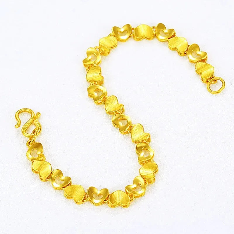 24K Pure Gold Bracelet - 999 Solid Real Gold Bangle for Women, Elegant Heart Design, Classic & Trendy Jewelry Gift for Birthday, Anniversary & Party | Durable & Hypoallergenic