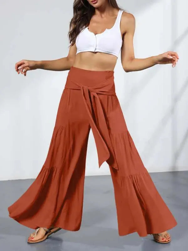 Women's Casual Loose Wide Leg Pants - Comfortable High Waisted Trousers for Work, Travel & Everyday Wear