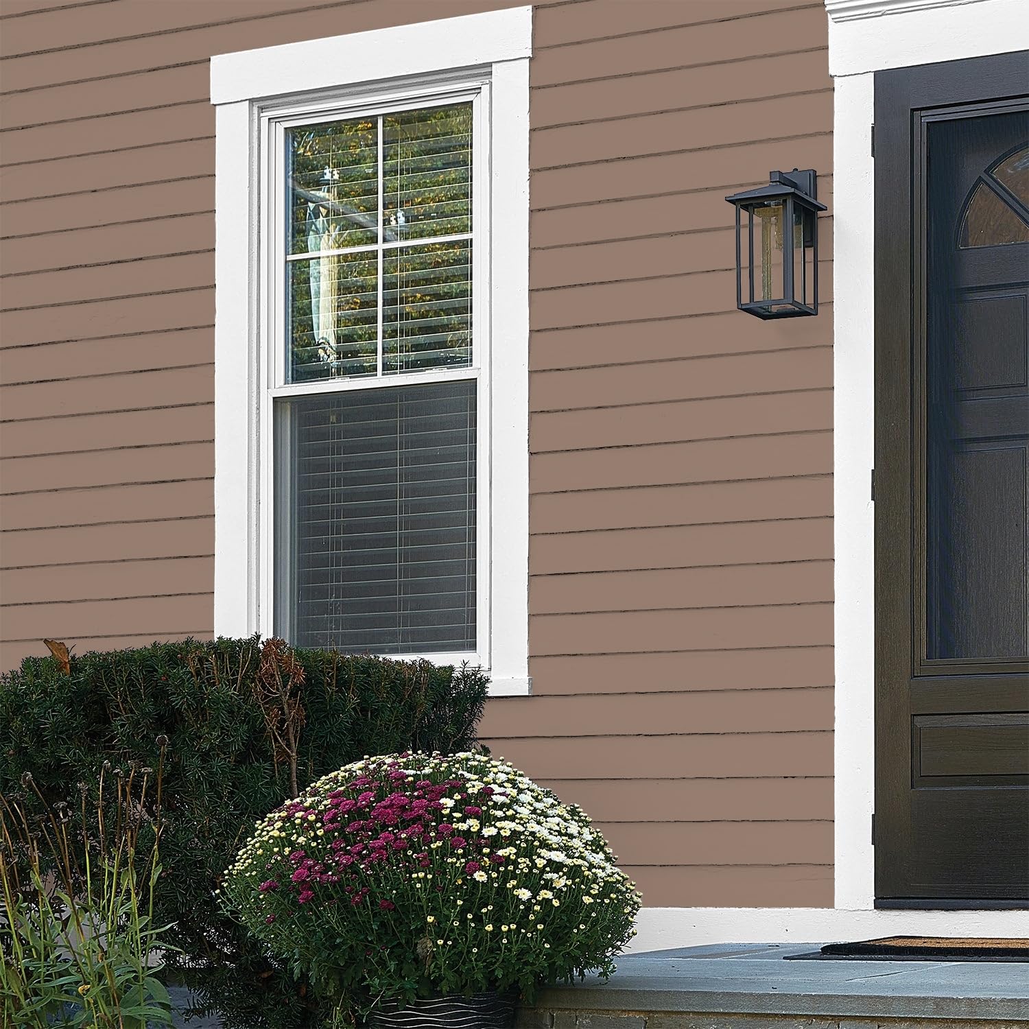 Glidden Exterior Paint and Primer in One - Brown/Peppered Pecan Flat Finish, 5 Gallon Bucket for Home & Outdoor Projects - Weatherproof Coating for Siding, Fences & Decks