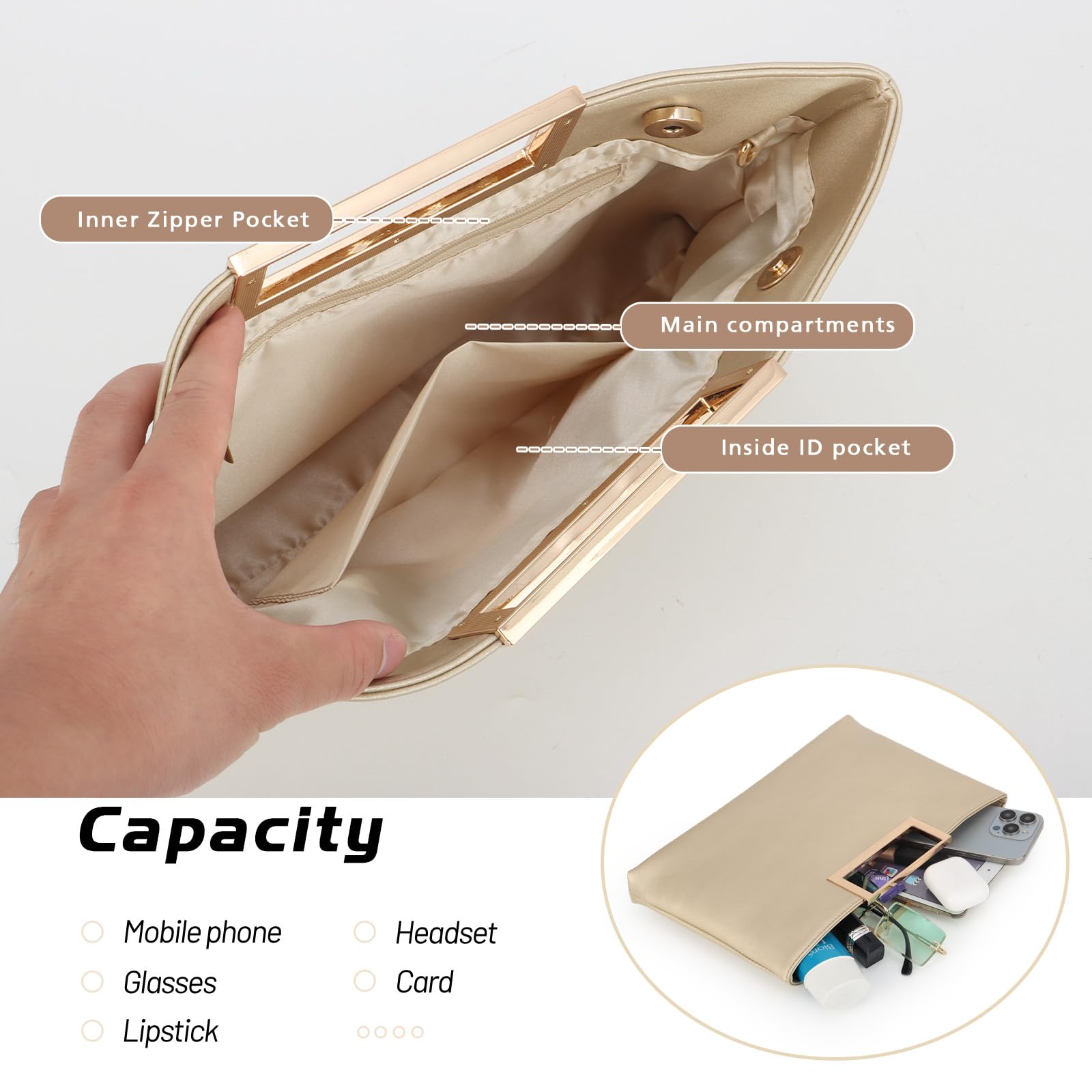 Elegant Lanpet Women's PU Leather Clutch Purse with Chain Strap - Perfect for Weddings, Prom, Bridal Events & Evening Parties | Stylish Handbag for Special Occasions