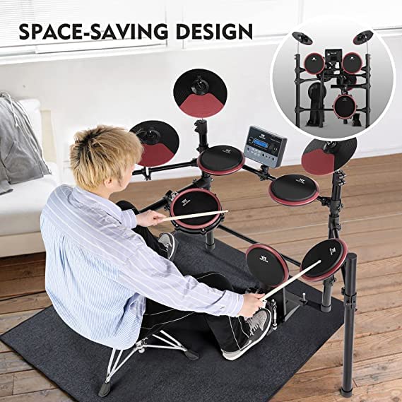 MUSTAR 10-Piece Electronic Drum Set with 225 Sounds - 8