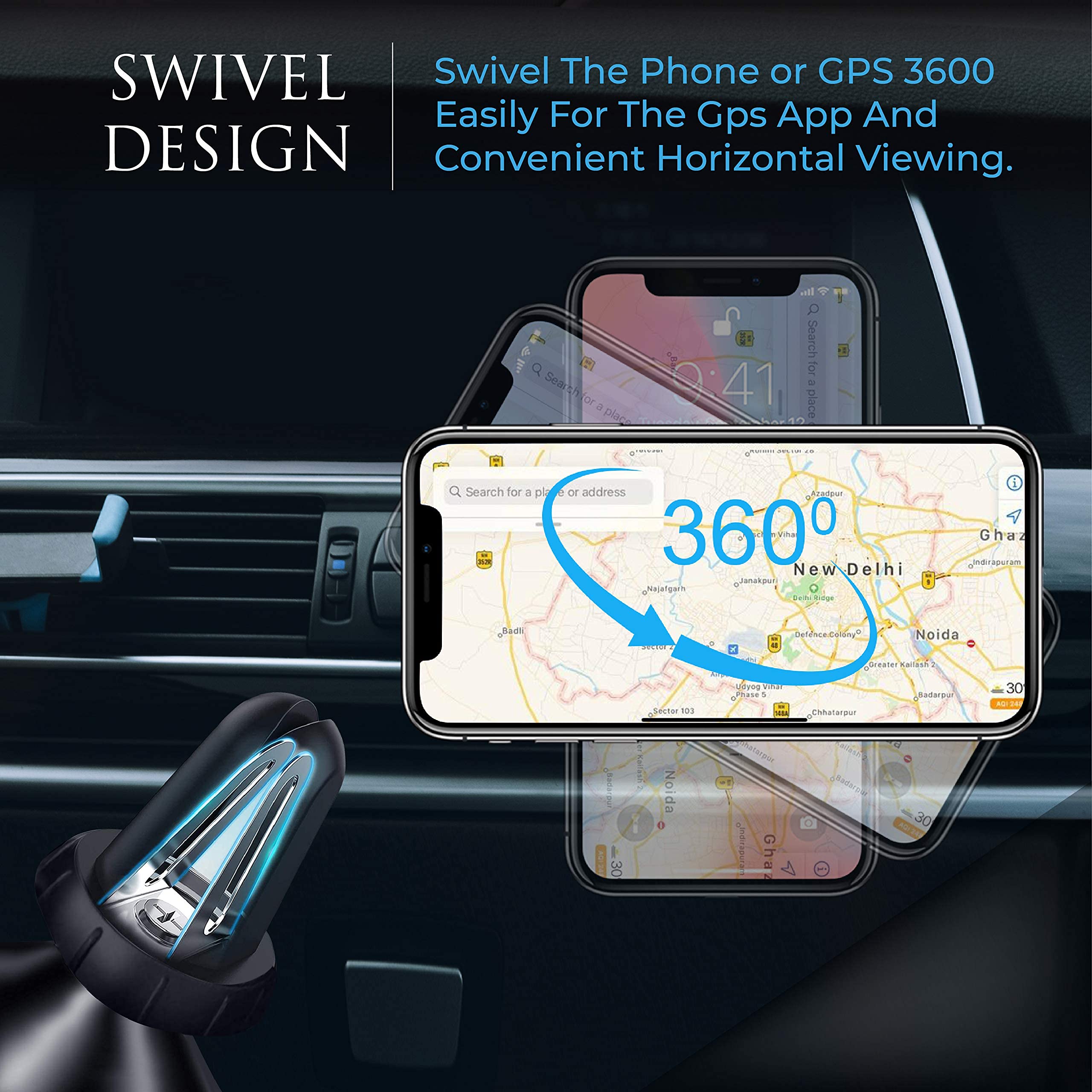 Ride Claw Phone Mount Car Holder - Secure Auto Grip Air Vent Clip for Hands-Free Navigation & Safe Driving