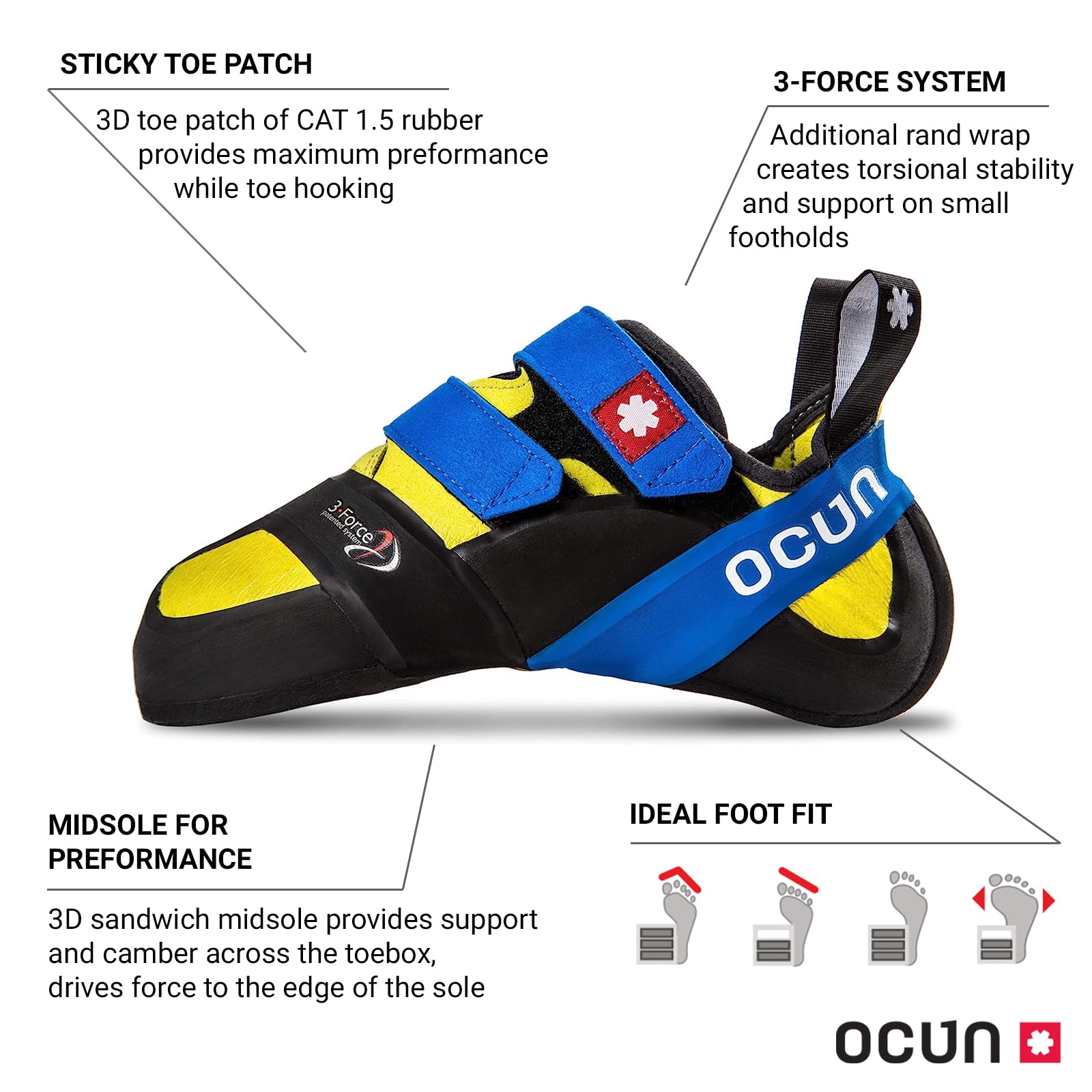 Ocun Ozone Bouldering Shoes - High-Performance Rock Climbing Shoes for Men & Women | Perfect for Indoor & Outdoor Climbing, Gym Training, and Bouldering Adventures