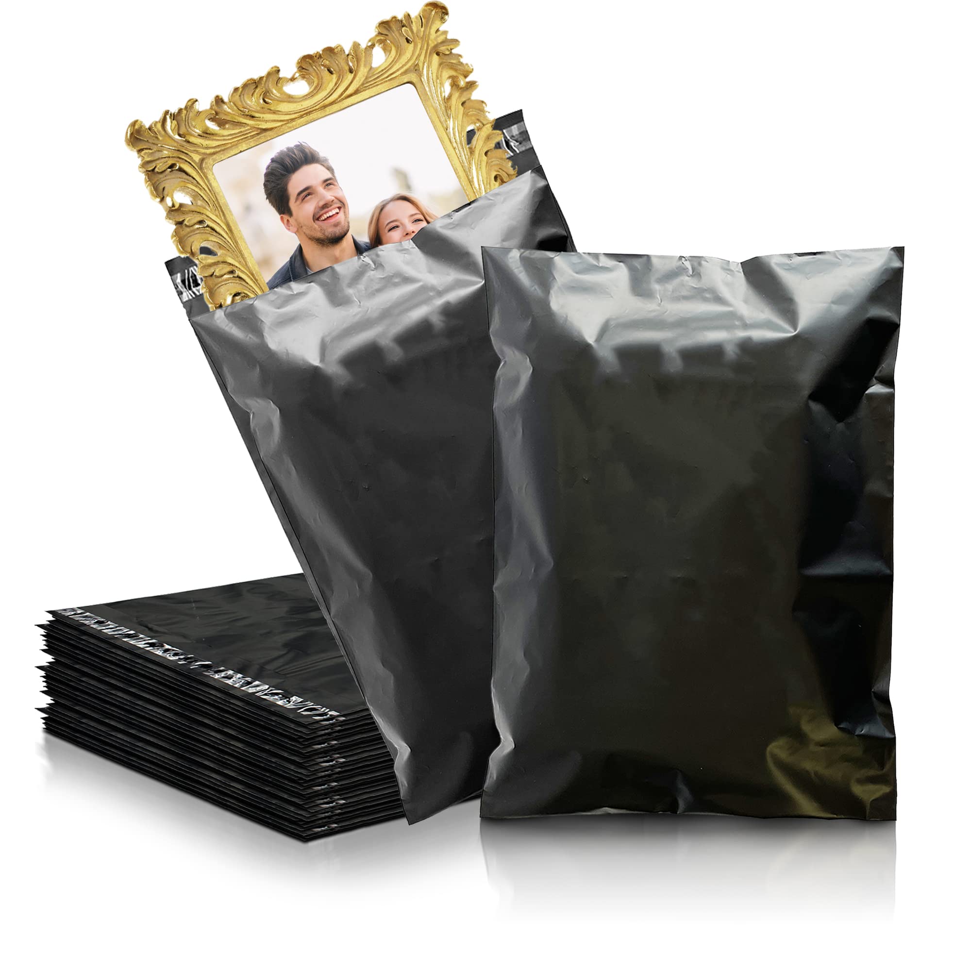 Amiff 7.5 x 10.5 Inch Black Poly Mailers - 1000 Pack Waterproof Peel & Seal Shipping Envelopes | 2 Mil Tear-Resistant Plastic Mailing Bags for Small Business | Perfect for Clothing, Jewelry, Ecommerce & Online Store Shipments