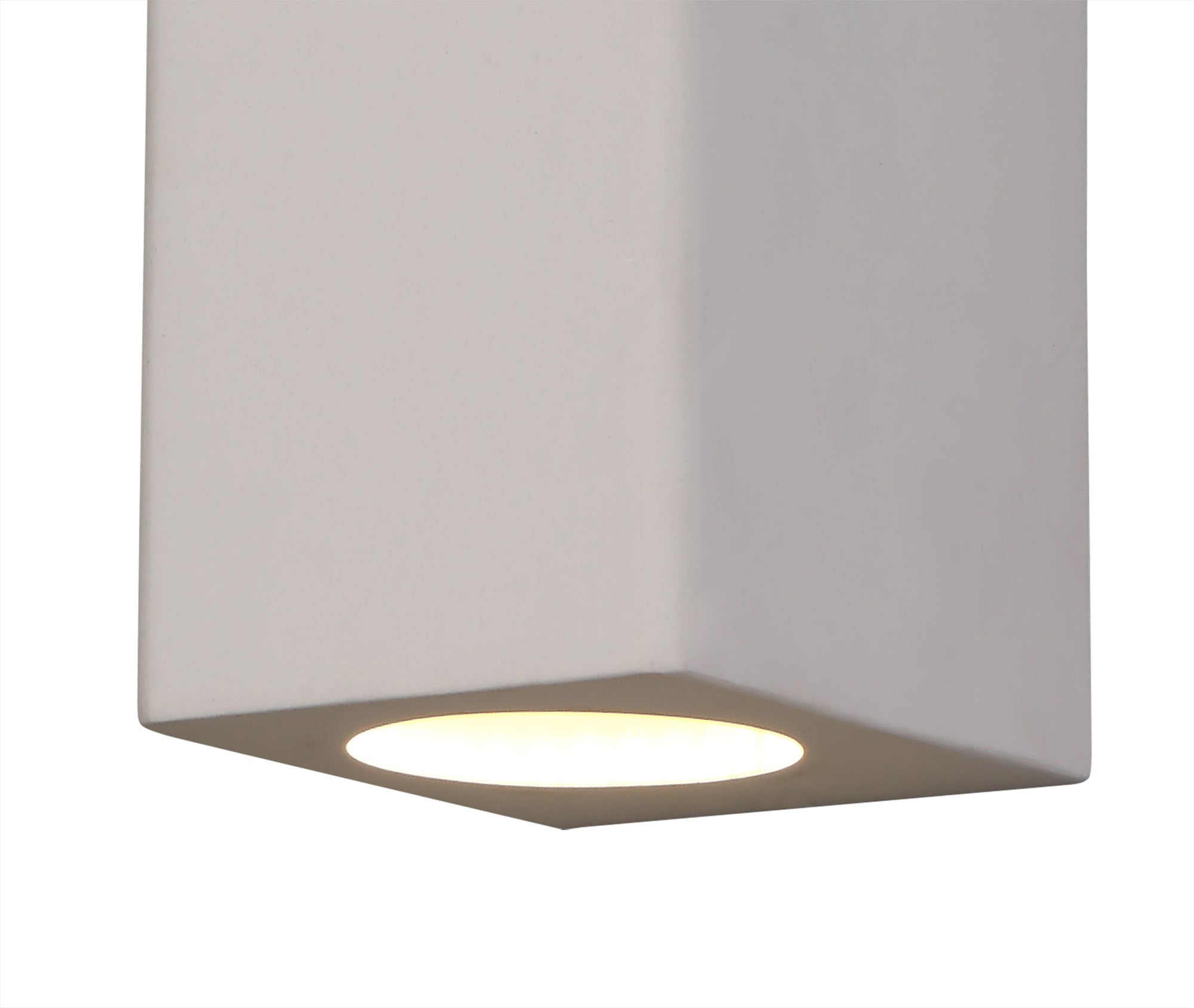 Alina Modern Rectangular & Cylinder Up Down Wall Lamp - 2 x GU10 Bulb Sockets - White Paintable Gypsum Finish - Perfect for Bedroom, Living Room & Hallway Lighting