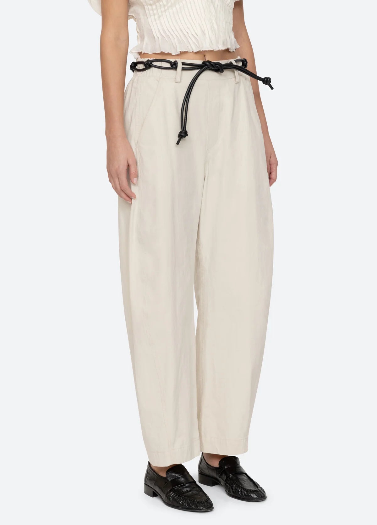 Adele Women's High Waisted Oat Colored Pants - Comfortable Stretch Trousers for Work, Office & Casual Wear