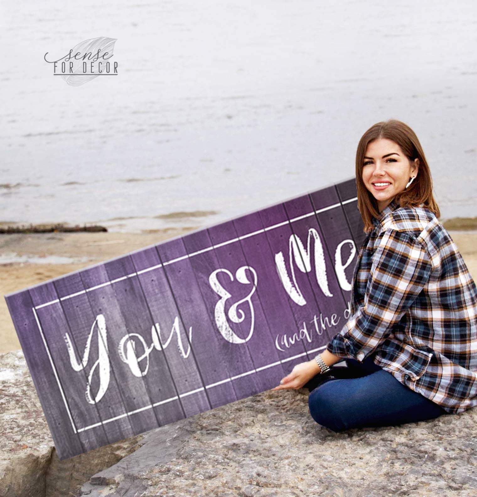 You Me And The Dogs Wall Art - Purple Dog Sign for Bedroom & Home Decor