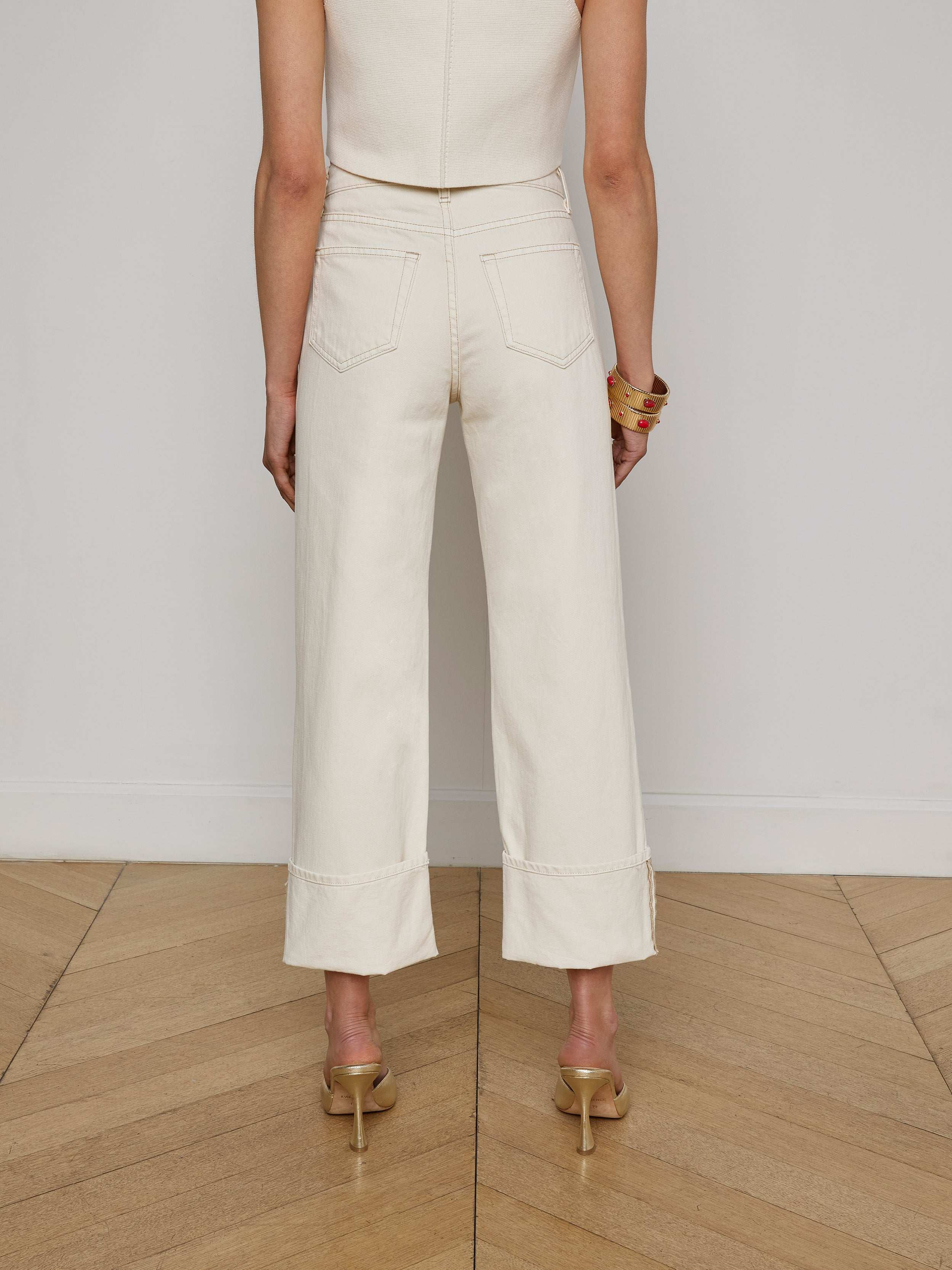 Leighton Cropped Cuffed Jean - Women's High Waist Distressed Denim Pants for Casual Outfits & Street Style