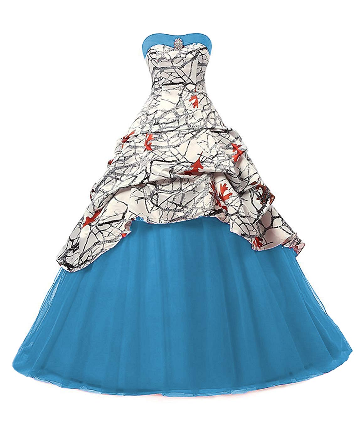Elegant White Camo Wedding Dress with Tulle Ball Gown - Perfect for Quinceanera, Prom & Bridal Gowns | Stunning Formal Occasion & Special Event Dresses