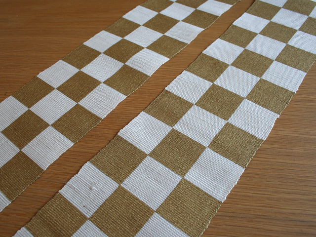 Hand Dyed Linen Japanese Narrow Tapestry - Kyoto Noren with Gold Check Pattern - Traditional Japanese Wall Hanging Scroll for Home Decor, Room Divider & Zen Interior Design