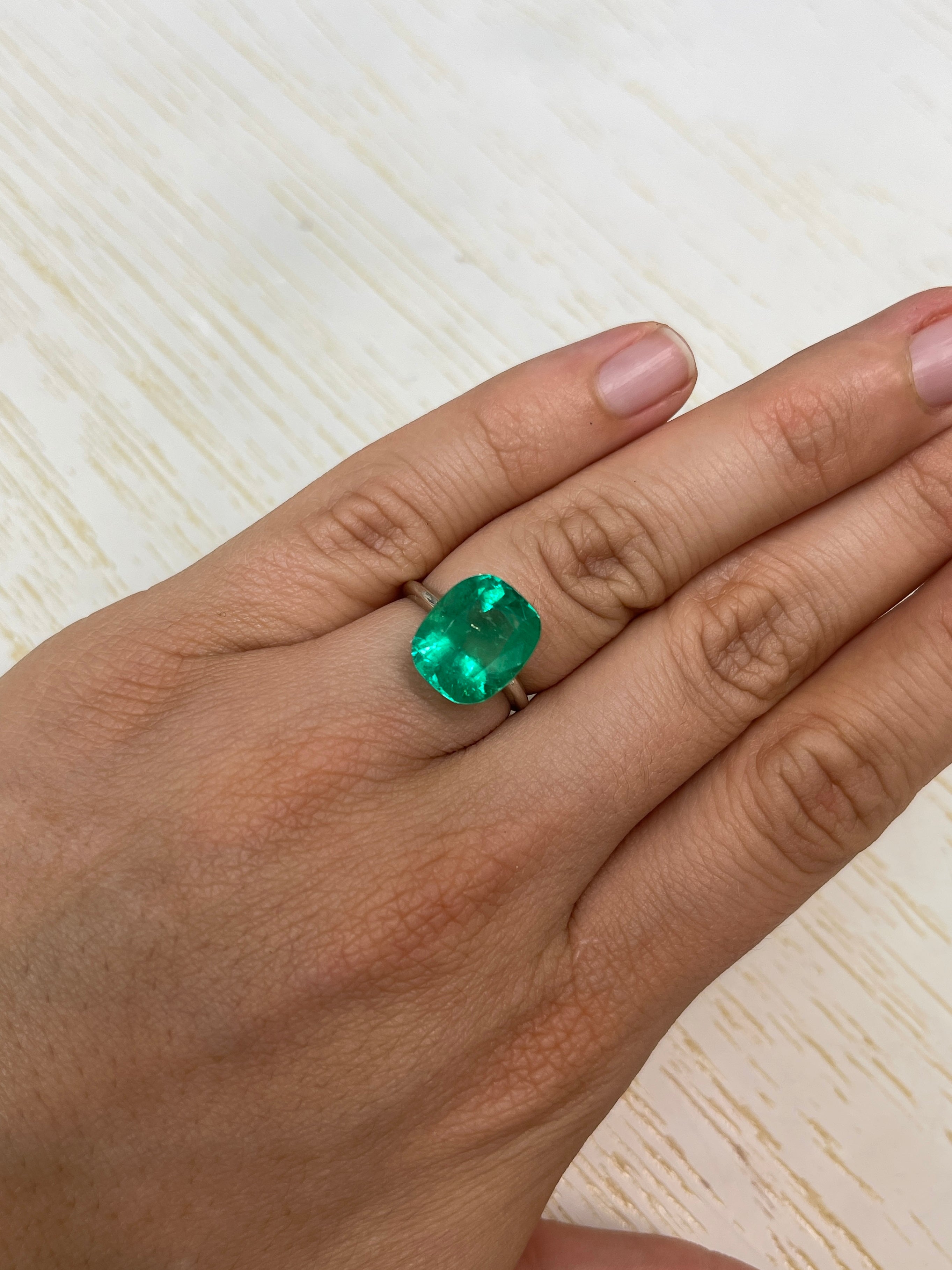 7.08 Carat 13x11mm Muzo Green Natural Colombian Loose Emerald Gemstone - Cushion Cut for Jewelry Making, Engagement Rings & Luxury Gifts