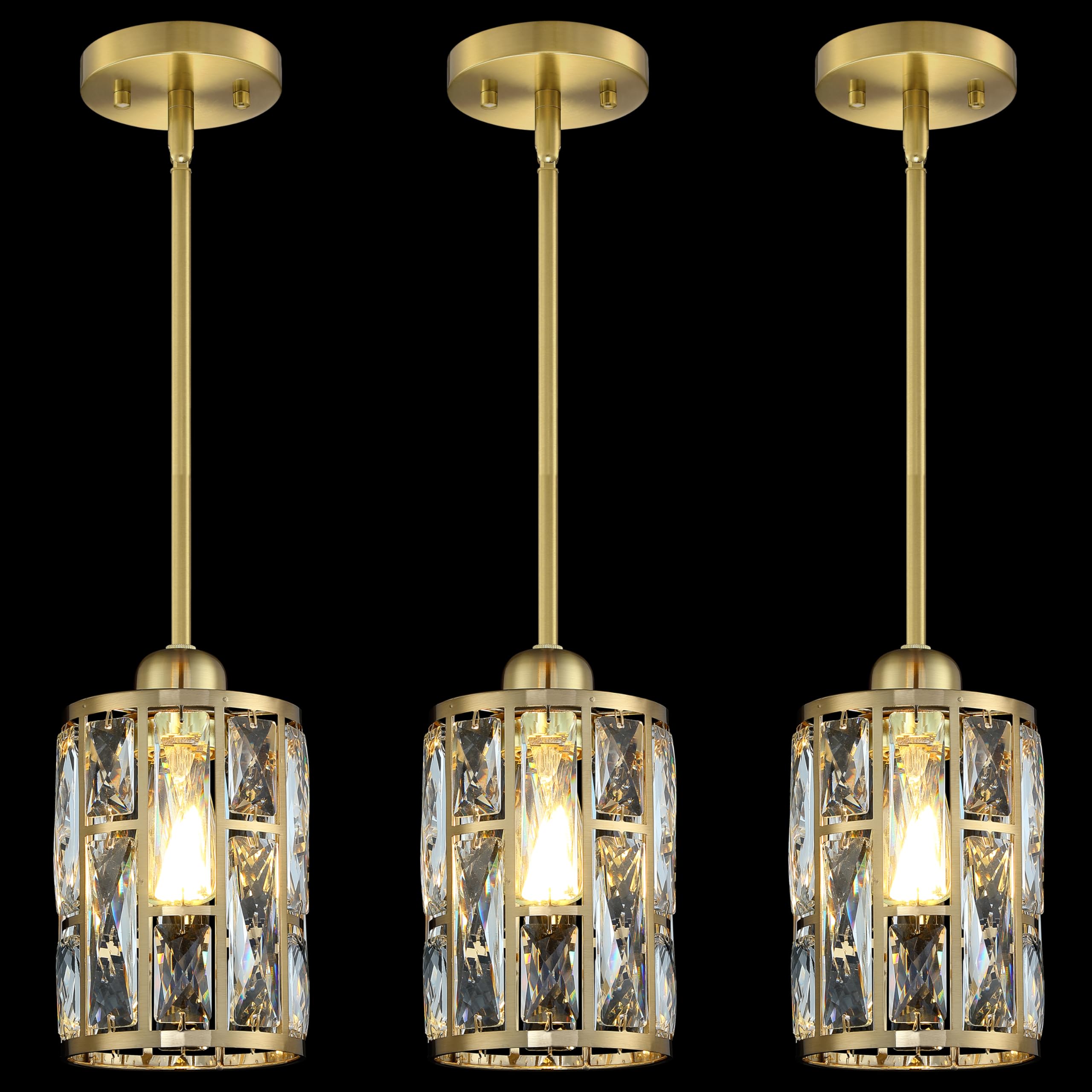 3 Pack Modern Crystal Pendant Lights - 5.3