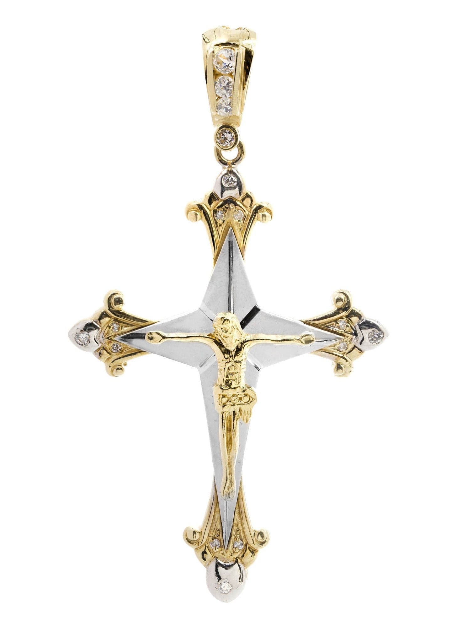 10K Gold Cross Pendant for Women & Men - 14.4 Grams Religious Jewelry Gift for Baptism, First Communion & Confirmation