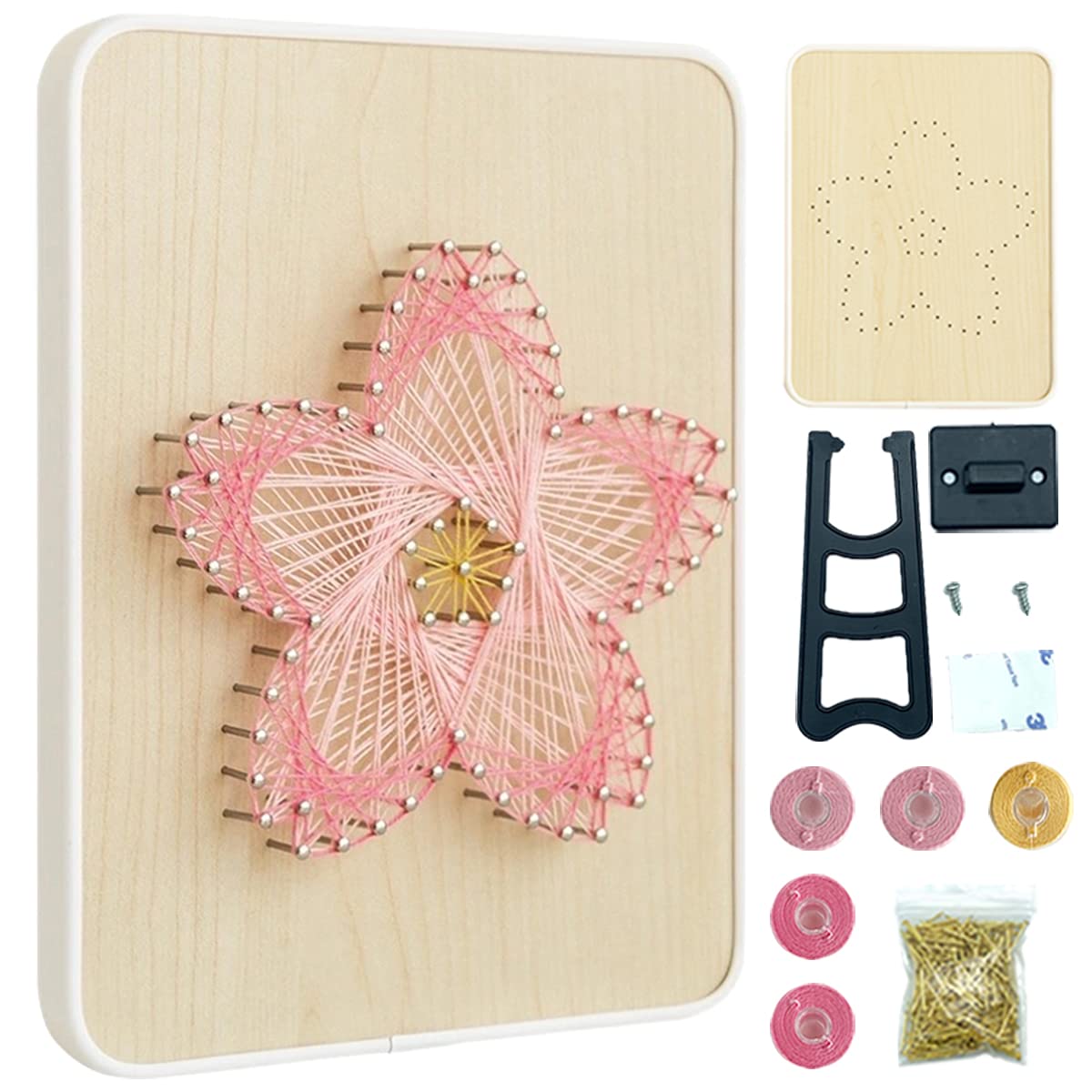 BAZIMA DIY String Art Kit for Beginners - Cherry Blossoms Craft Kit, Unique Gift for Holidays, Birthday, Home Decor & Wall Art