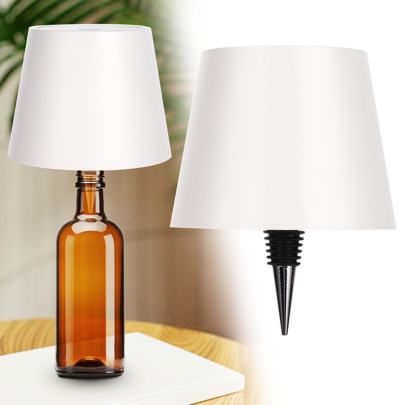 Drolasa Wireless LED Bottle Lamp with USB Charger - 3 Color Changing Touch Control Table Light for Wine Bottles, Home Bar, Camping & Bedroom Decor - Rechargeable Night Light & USB Charging Station (White) - Perfect for Romantic Dates, Outdoor Adventures & Cozy Nights