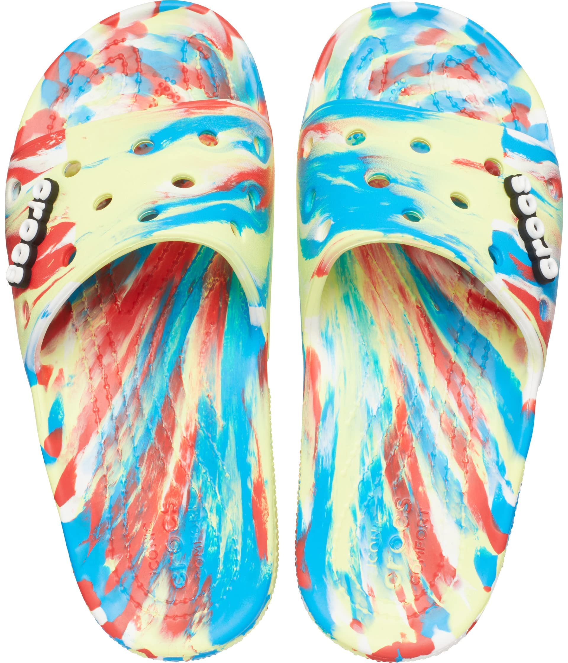 Crocs Unisex-Adult Classic Graphic Slide Sandals - Comfortable Slip-On Pool & Beach Shoes for Men and Women - Perfect for Summer, Vacation, and Casual Wear